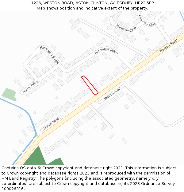 122A, WESTON ROAD, ASTON CLINTON, AYLESBURY, HP22 5EP: Location map and indicative extent of plot