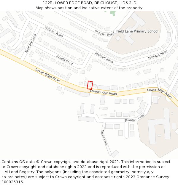 122B, LOWER EDGE ROAD, BRIGHOUSE, HD6 3LD: Location map and indicative extent of plot