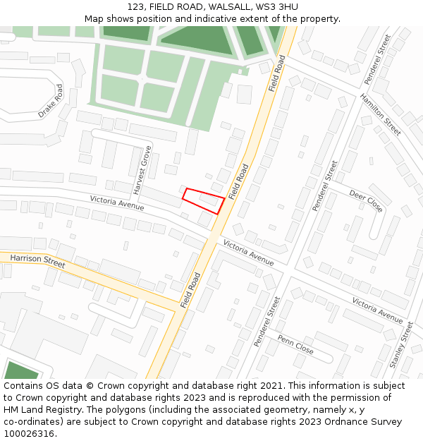 123, FIELD ROAD, WALSALL, WS3 3HU: Location map and indicative extent of plot
