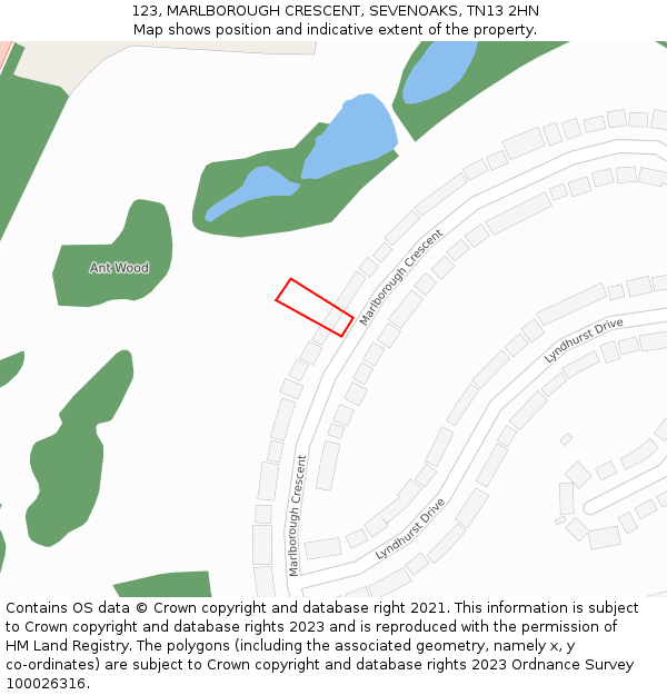 123, MARLBOROUGH CRESCENT, SEVENOAKS, TN13 2HN: Location map and indicative extent of plot