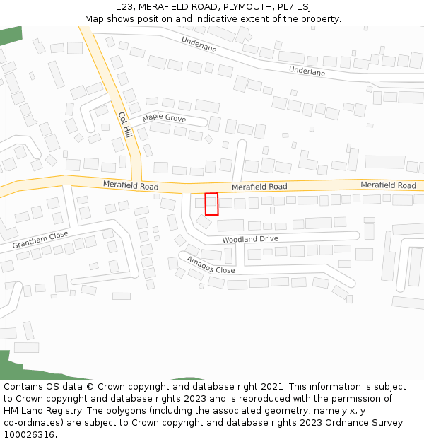 123, MERAFIELD ROAD, PLYMOUTH, PL7 1SJ: Location map and indicative extent of plot