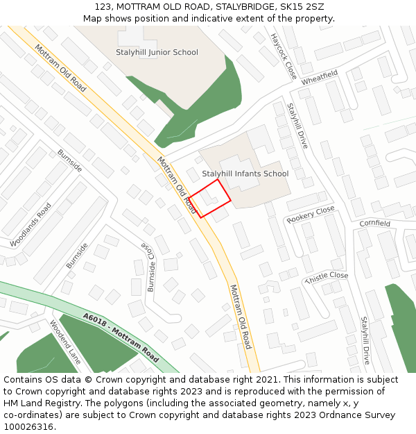 123, MOTTRAM OLD ROAD, STALYBRIDGE, SK15 2SZ: Location map and indicative extent of plot