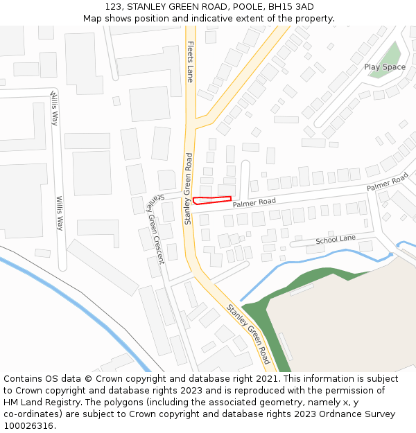 123, STANLEY GREEN ROAD, POOLE, BH15 3AD: Location map and indicative extent of plot