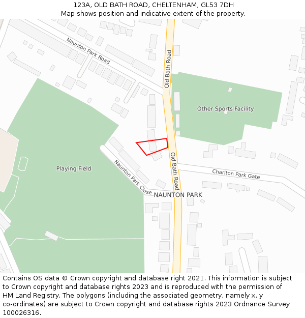 123A, OLD BATH ROAD, CHELTENHAM, GL53 7DH: Location map and indicative extent of plot