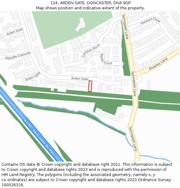 124, ARDEN GATE, DONCASTER, DN4 9DP: Location map and indicative extent of plot