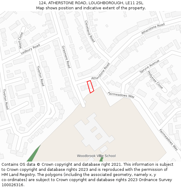 124, ATHERSTONE ROAD, LOUGHBOROUGH, LE11 2SL: Location map and indicative extent of plot