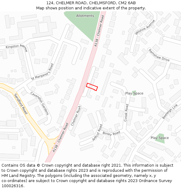124, CHELMER ROAD, CHELMSFORD, CM2 6AB: Location map and indicative extent of plot