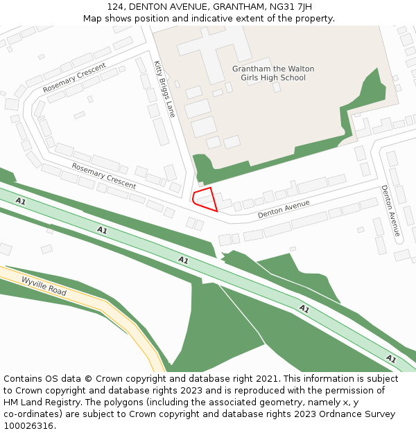 124, DENTON AVENUE, GRANTHAM, NG31 7JH: Location map and indicative extent of plot