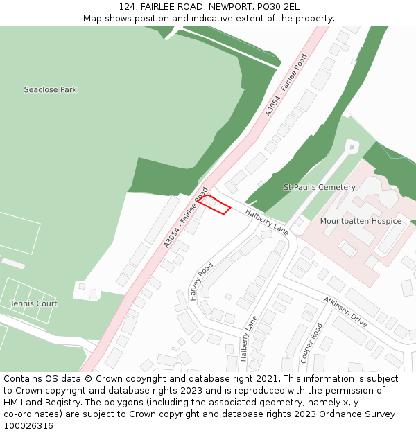 124, FAIRLEE ROAD, NEWPORT, PO30 2EL: Location map and indicative extent of plot