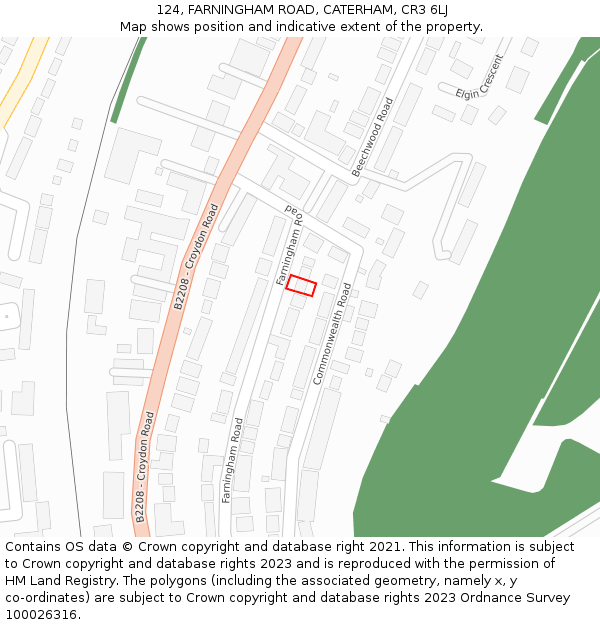 124, FARNINGHAM ROAD, CATERHAM, CR3 6LJ: Location map and indicative extent of plot