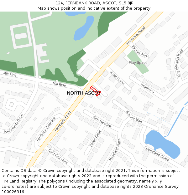 124, FERNBANK ROAD, ASCOT, SL5 8JP: Location map and indicative extent of plot