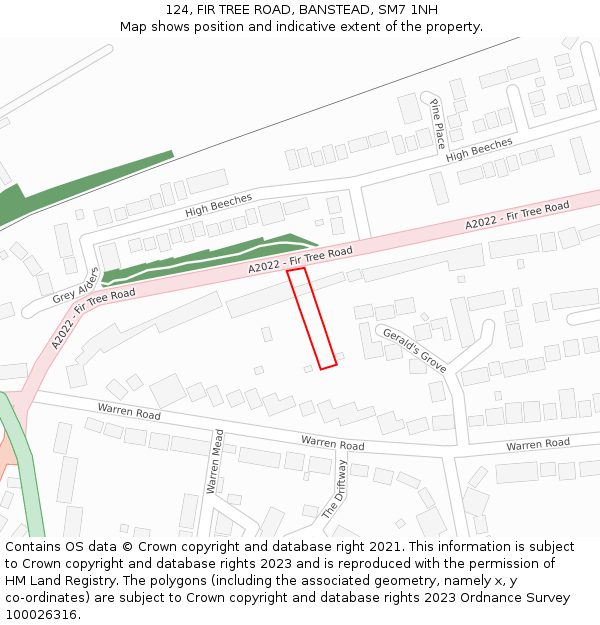 124, FIR TREE ROAD, BANSTEAD, SM7 1NH: Location map and indicative extent of plot