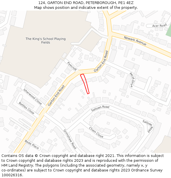 124, GARTON END ROAD, PETERBOROUGH, PE1 4EZ: Location map and indicative extent of plot
