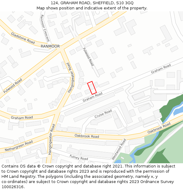 124, GRAHAM ROAD, SHEFFIELD, S10 3GQ: Location map and indicative extent of plot