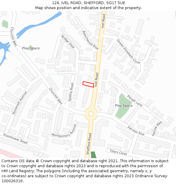 124, IVEL ROAD, SHEFFORD, SG17 5UE: Location map and indicative extent of plot