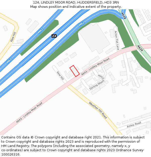 124, LINDLEY MOOR ROAD, HUDDERSFIELD, HD3 3RN: Location map and indicative extent of plot