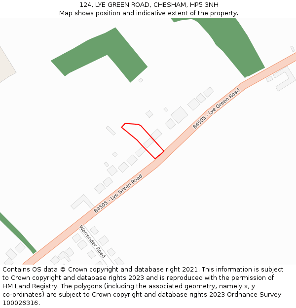 124, LYE GREEN ROAD, CHESHAM, HP5 3NH: Location map and indicative extent of plot