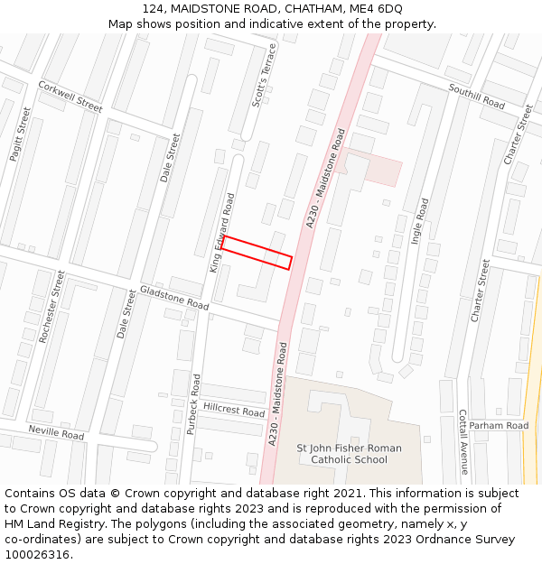 124, MAIDSTONE ROAD, CHATHAM, ME4 6DQ: Location map and indicative extent of plot