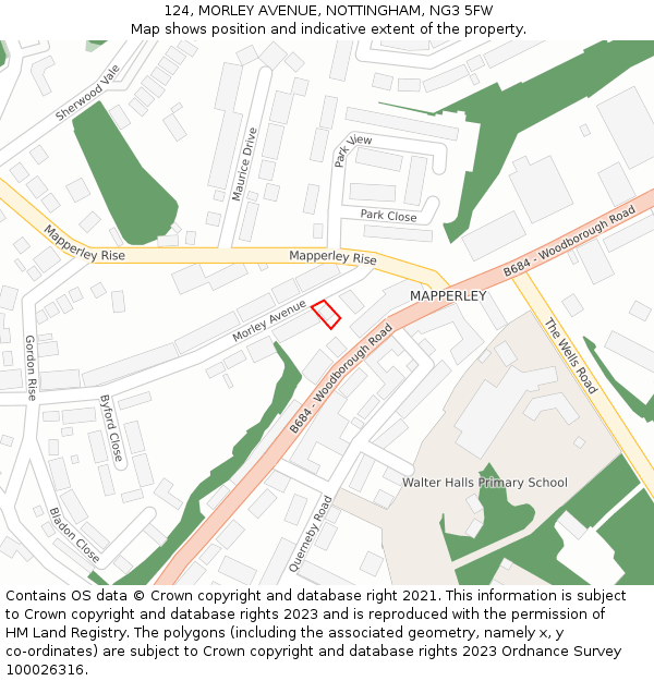 124, MORLEY AVENUE, NOTTINGHAM, NG3 5FW: Location map and indicative extent of plot