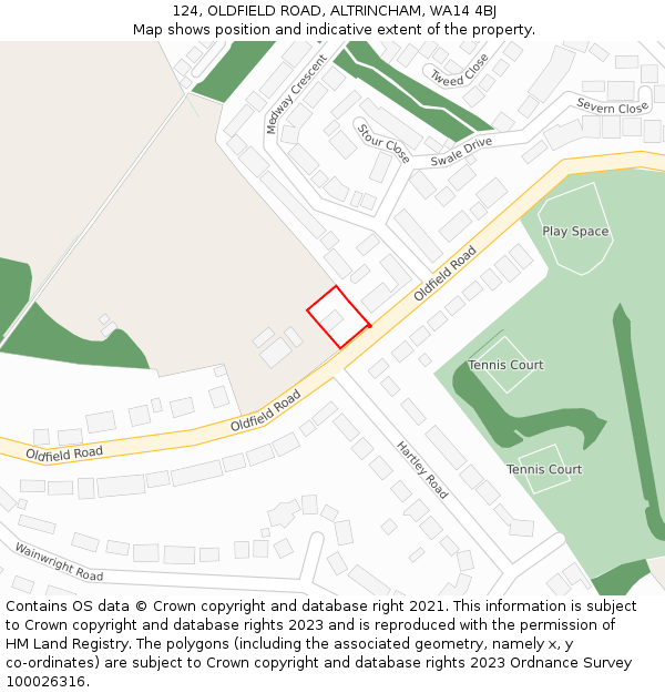 124, OLDFIELD ROAD, ALTRINCHAM, WA14 4BJ: Location map and indicative extent of plot
