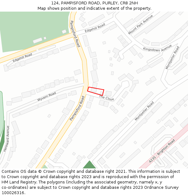 124, PAMPISFORD ROAD, PURLEY, CR8 2NH: Location map and indicative extent of plot