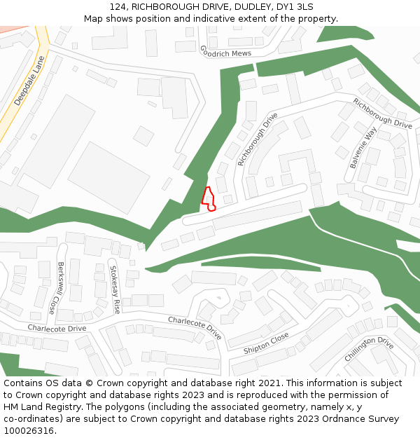 124, RICHBOROUGH DRIVE, DUDLEY, DY1 3LS: Location map and indicative extent of plot