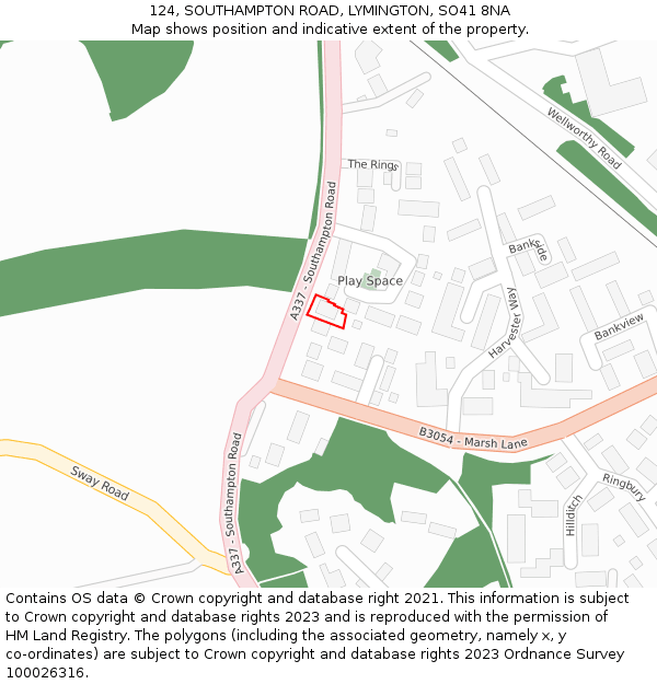 124, SOUTHAMPTON ROAD, LYMINGTON, SO41 8NA: Location map and indicative extent of plot