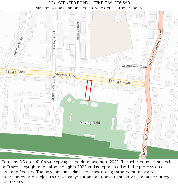 124, SPENSER ROAD, HERNE BAY, CT6 6AR: Location map and indicative extent of plot