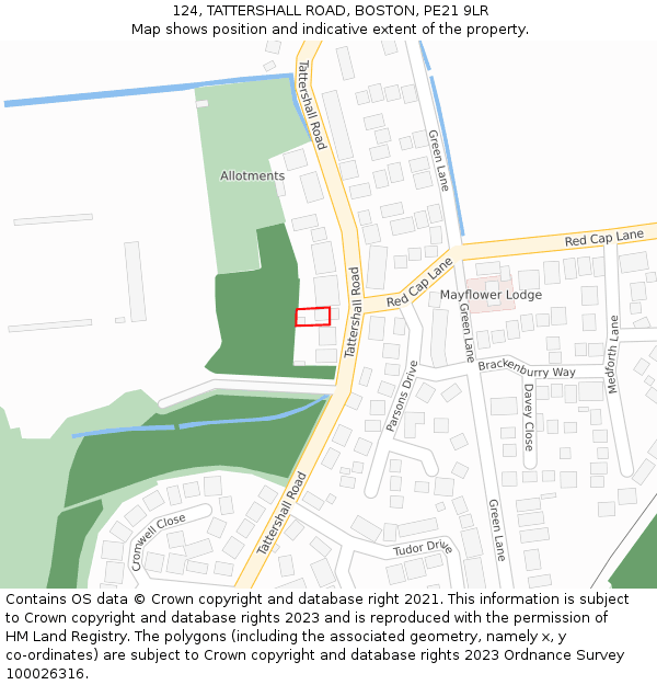 124, TATTERSHALL ROAD, BOSTON, PE21 9LR: Location map and indicative extent of plot