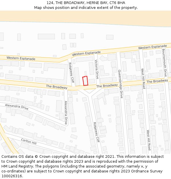 124, THE BROADWAY, HERNE BAY, CT6 8HA: Location map and indicative extent of plot