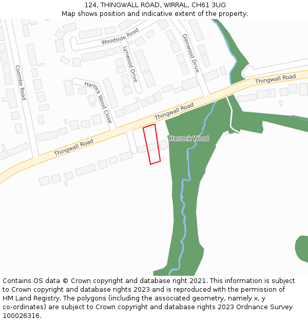 124, THINGWALL ROAD, WIRRAL, CH61 3UG: Location map and indicative extent of plot