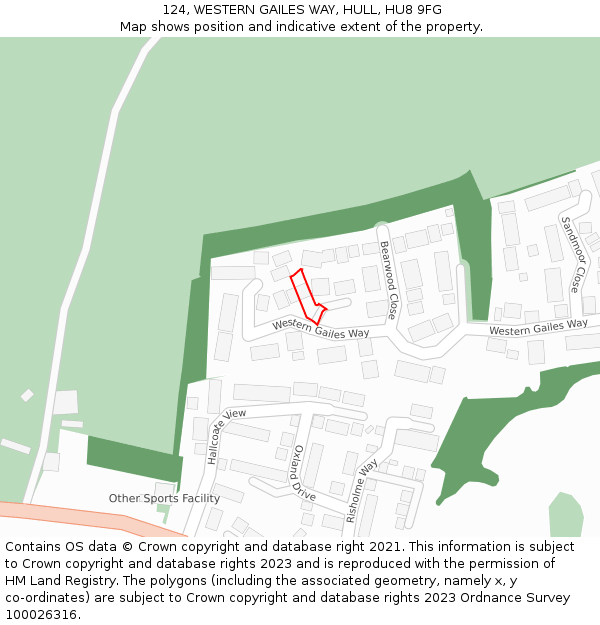 124, WESTERN GAILES WAY, HULL, HU8 9FG: Location map and indicative extent of plot