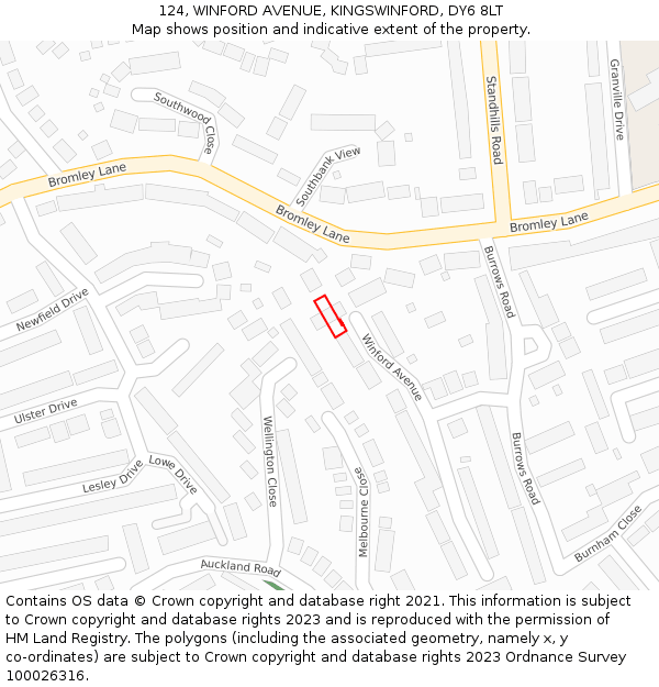 124, WINFORD AVENUE, KINGSWINFORD, DY6 8LT: Location map and indicative extent of plot