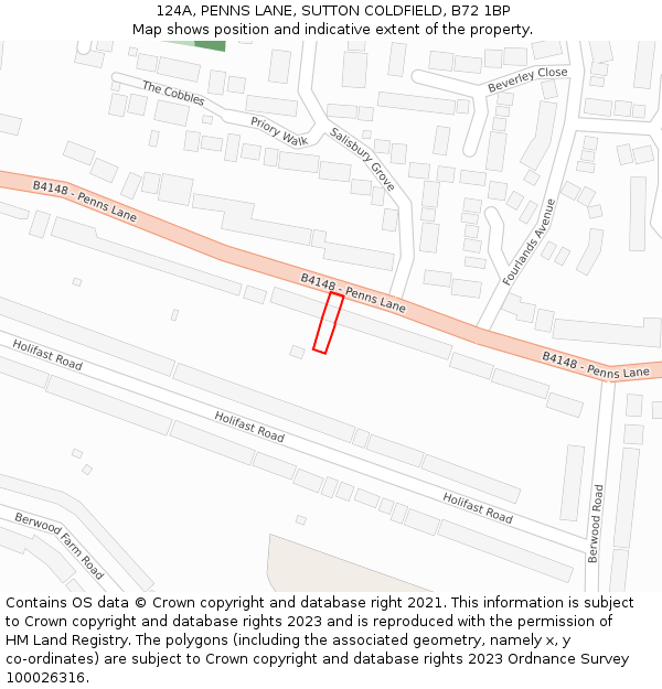 124A, PENNS LANE, SUTTON COLDFIELD, B72 1BP: Location map and indicative extent of plot