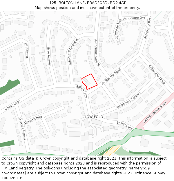 125, BOLTON LANE, BRADFORD, BD2 4AT: Location map and indicative extent of plot