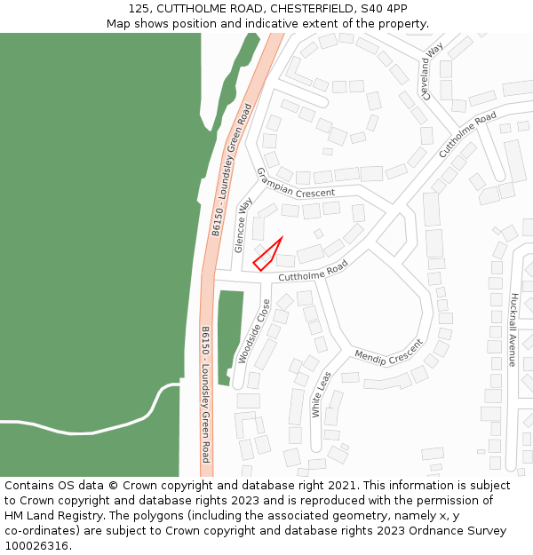 125, CUTTHOLME ROAD, CHESTERFIELD, S40 4PP: Location map and indicative extent of plot