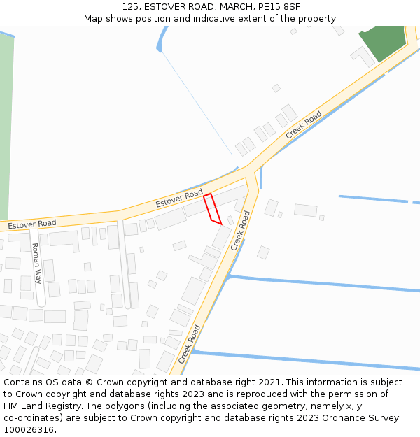 125, ESTOVER ROAD, MARCH, PE15 8SF: Location map and indicative extent of plot