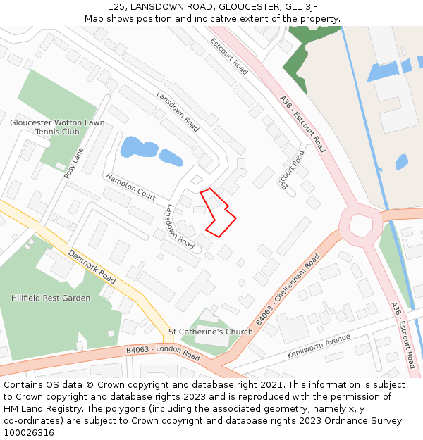 125, LANSDOWN ROAD, GLOUCESTER, GL1 3JF: Location map and indicative extent of plot