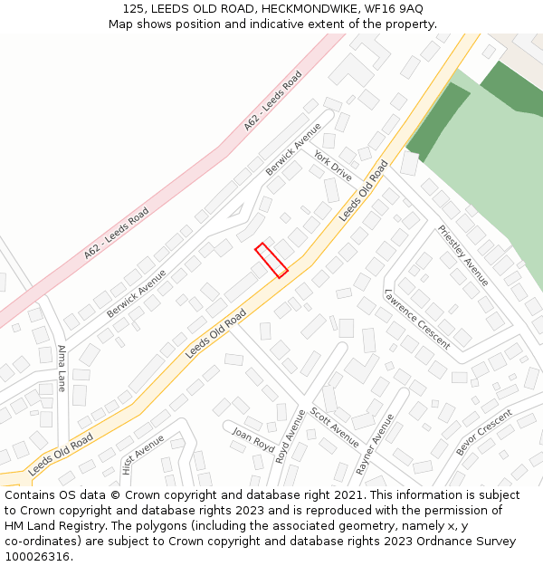 125, LEEDS OLD ROAD, HECKMONDWIKE, WF16 9AQ: Location map and indicative extent of plot