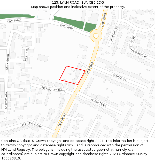 125, LYNN ROAD, ELY, CB6 1DG: Location map and indicative extent of plot