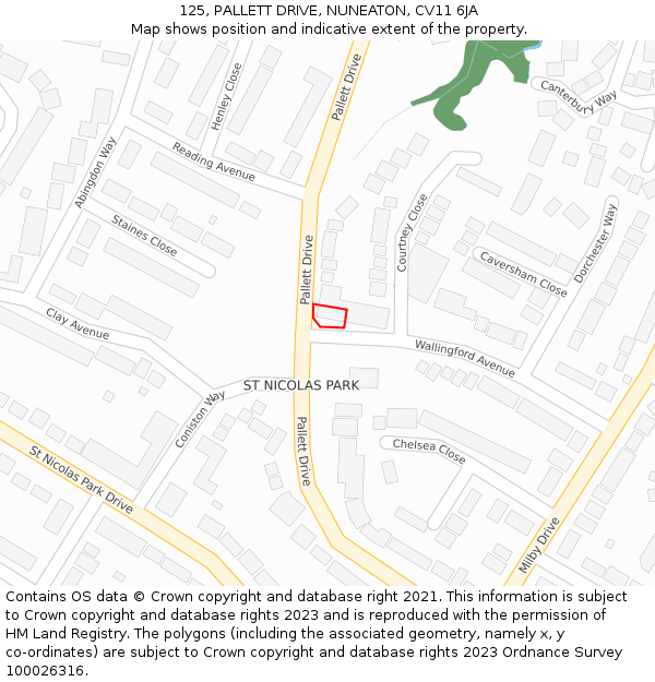 125, PALLETT DRIVE, NUNEATON, CV11 6JA: Location map and indicative extent of plot