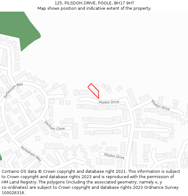 125, PILSDON DRIVE, POOLE, BH17 9HT: Location map and indicative extent of plot