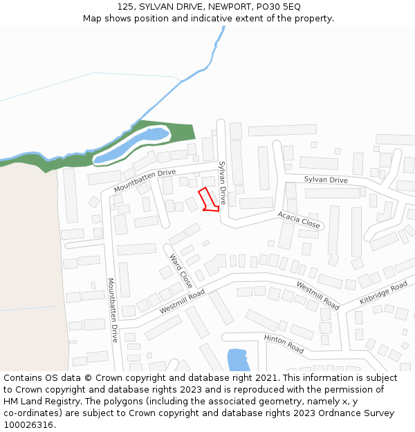 125, SYLVAN DRIVE, NEWPORT, PO30 5EQ: Location map and indicative extent of plot