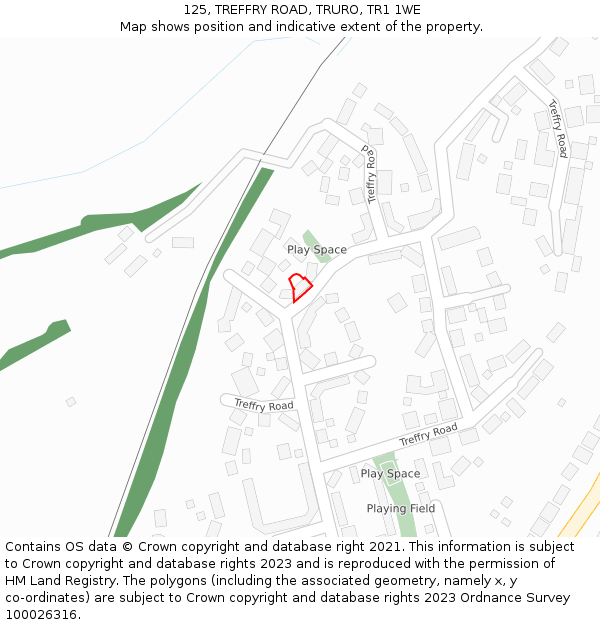 125, TREFFRY ROAD, TRURO, TR1 1WE: Location map and indicative extent of plot