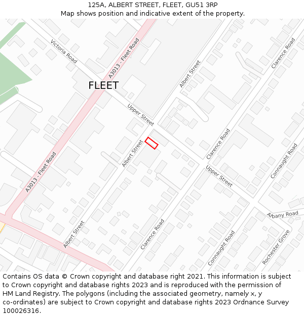 125A, ALBERT STREET, FLEET, GU51 3RP: Location map and indicative extent of plot