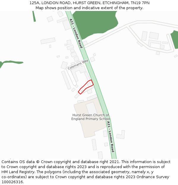 125A, LONDON ROAD, HURST GREEN, ETCHINGHAM, TN19 7PN: Location map and indicative extent of plot