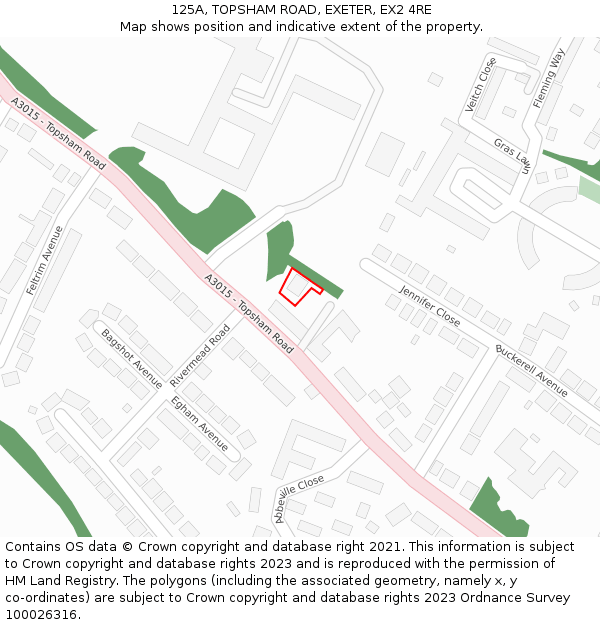 125A, TOPSHAM ROAD, EXETER, EX2 4RE: Location map and indicative extent of plot