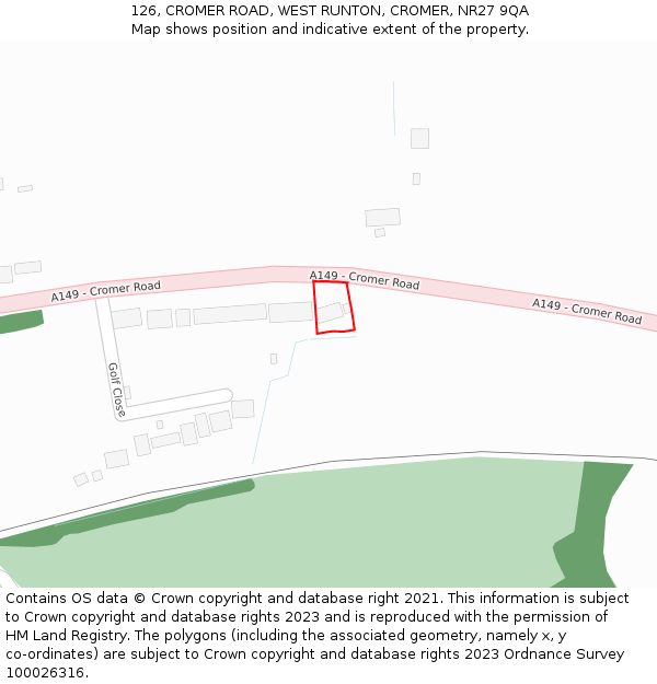 126, CROMER ROAD, WEST RUNTON, CROMER, NR27 9QA: Location map and indicative extent of plot