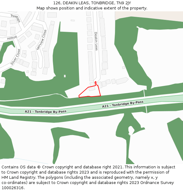126, DEAKIN LEAS, TONBRIDGE, TN9 2JY: Location map and indicative extent of plot