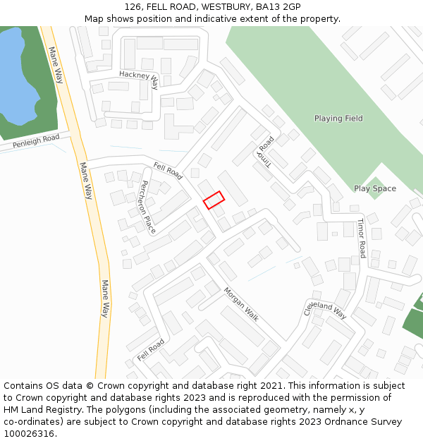 126, FELL ROAD, WESTBURY, BA13 2GP: Location map and indicative extent of plot